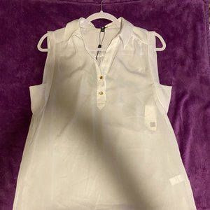 NWT Cupio Sleeveless White high low Blouse Size M